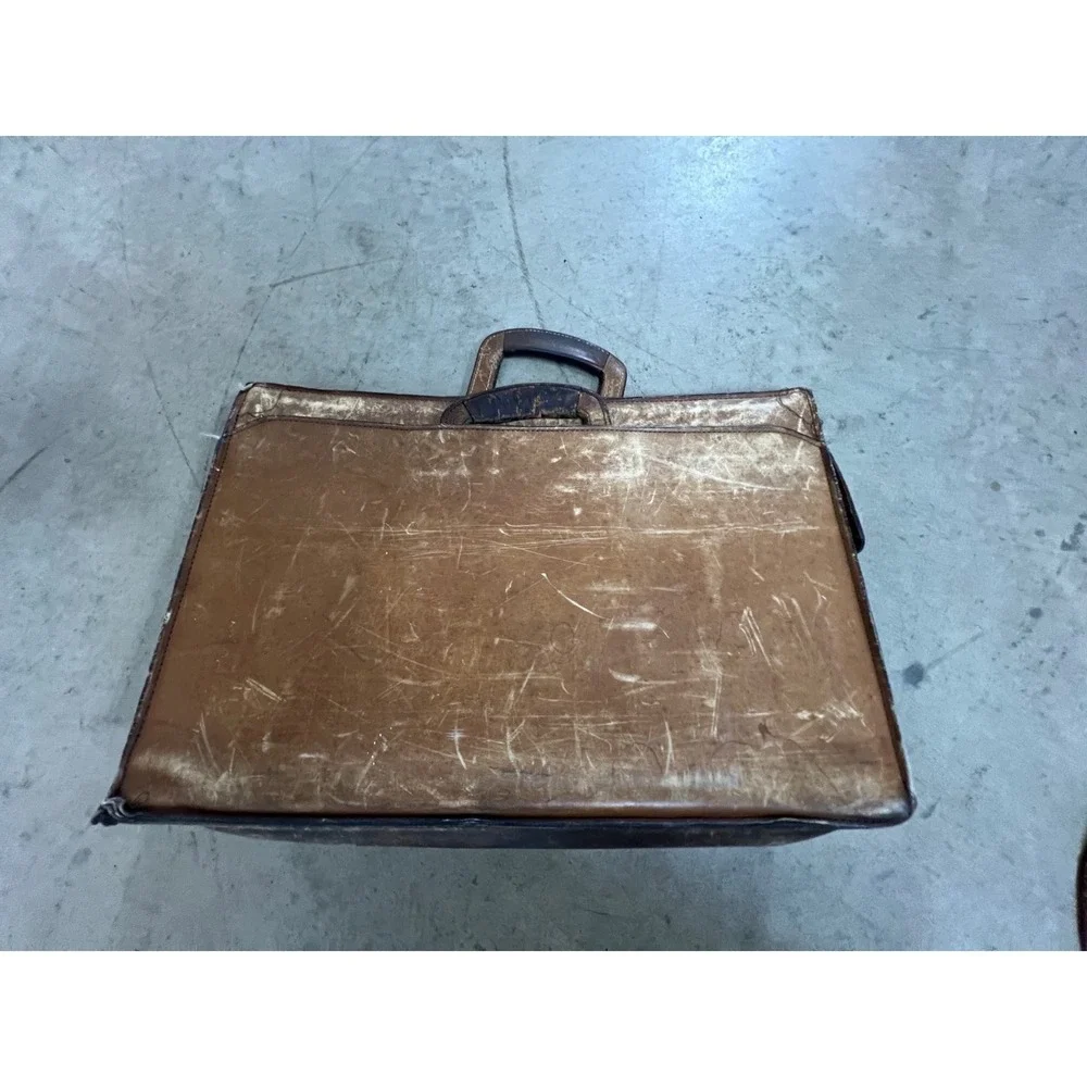 Vintage Leather Briefcase Mens Large Brown‎ Fair Distressed Professional Bag